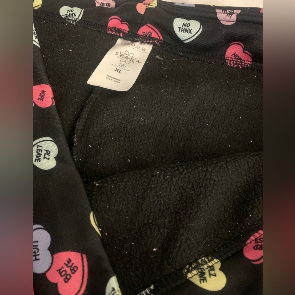 Serra Candy Heart Print Fleece Lined Leggings XL Valentines Galentines - Picture 12 of 13